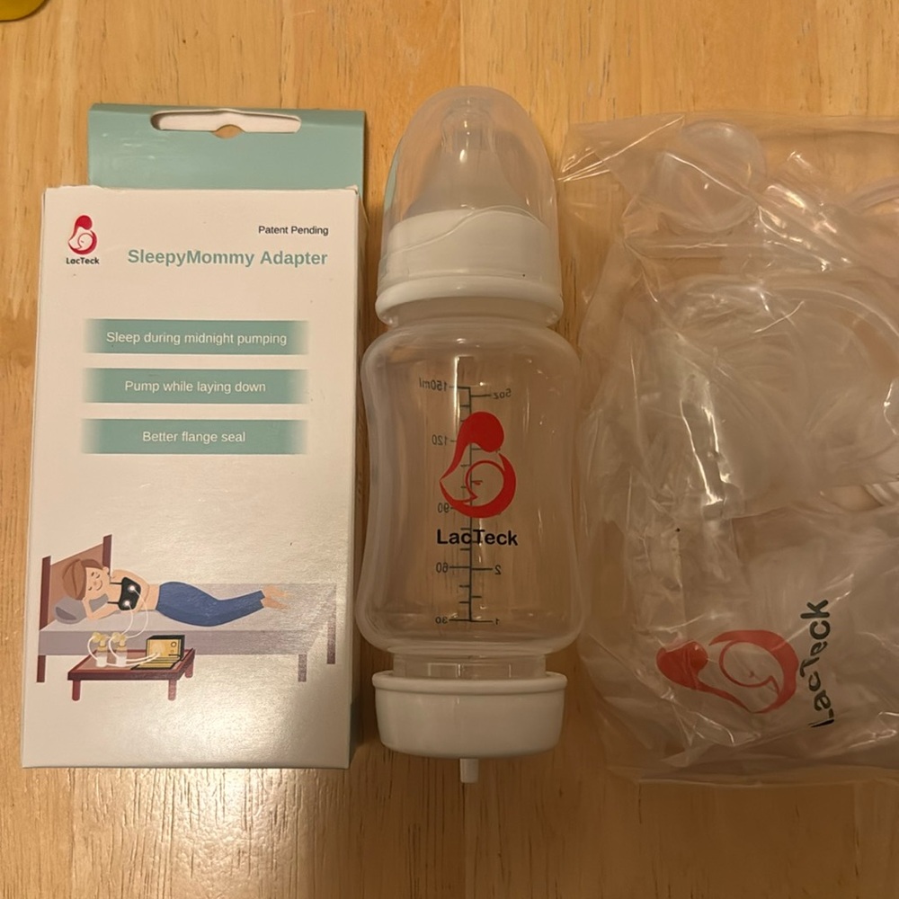 LacTeck Pump2Baby Bottle (1 bottle, 4oz, 0m+) and SleepyMommy adapter sets